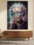 Albert Einstein Gözlüklü Renkli Portre Kanvas Tablo