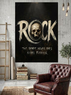 Rock Yazılı İskelet Ve Müzik Kanvas Tablo