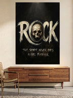 Rock Yazılı İskelet Ve Müzik Kanvas Tablo