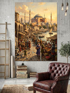 Tarihi İstanbul Eski Şehir Panoraması Kanvas Tablo