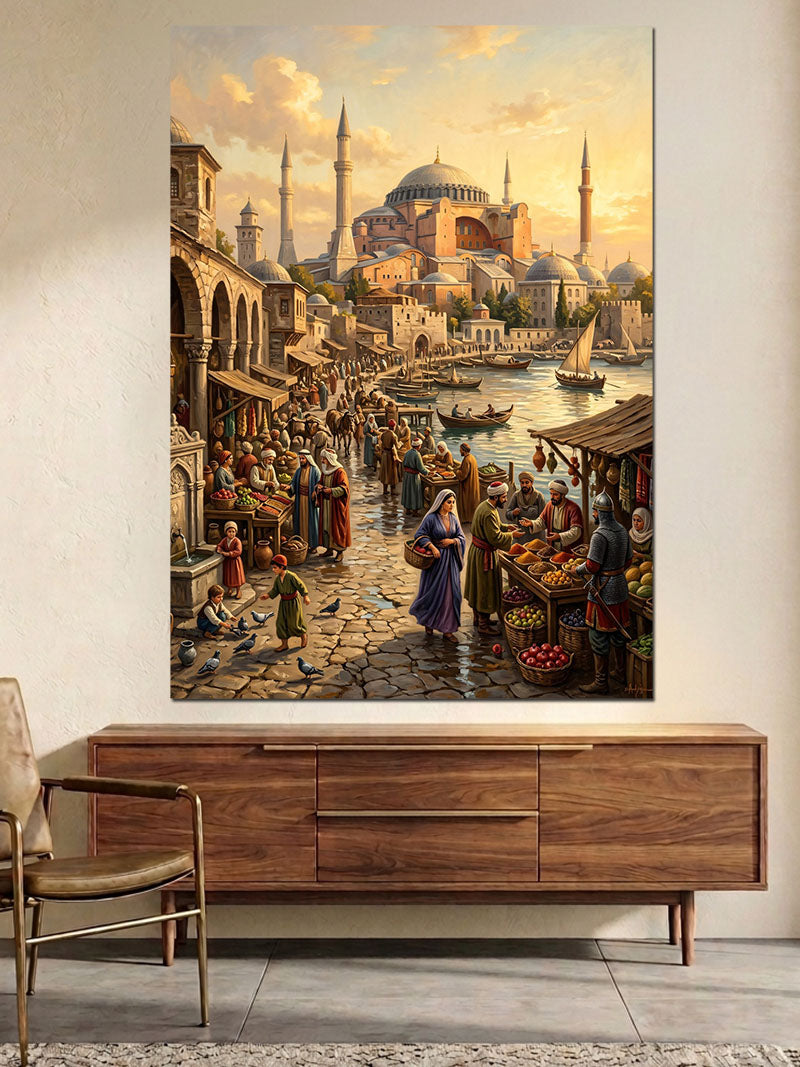 Tarihi İstanbul Eski Şehir Panoraması Kanvas Tablo