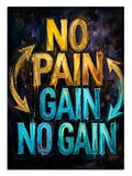 "No Pain No Gain" yazılı neon ve sert tarzda yazı.