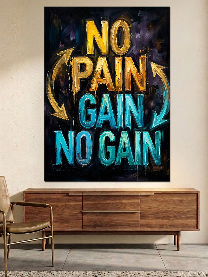 No Pain No Gain Motivasyon Tablosu Kanvas Tablo
