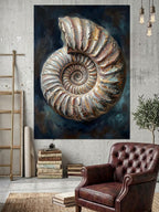 Spiral Şekilli Deniz Kabuğu Fosili Kanvas Tablo