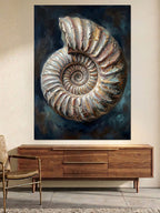 Spiral Şekilli Deniz Kabuğu Fosili Kanvas Tablo