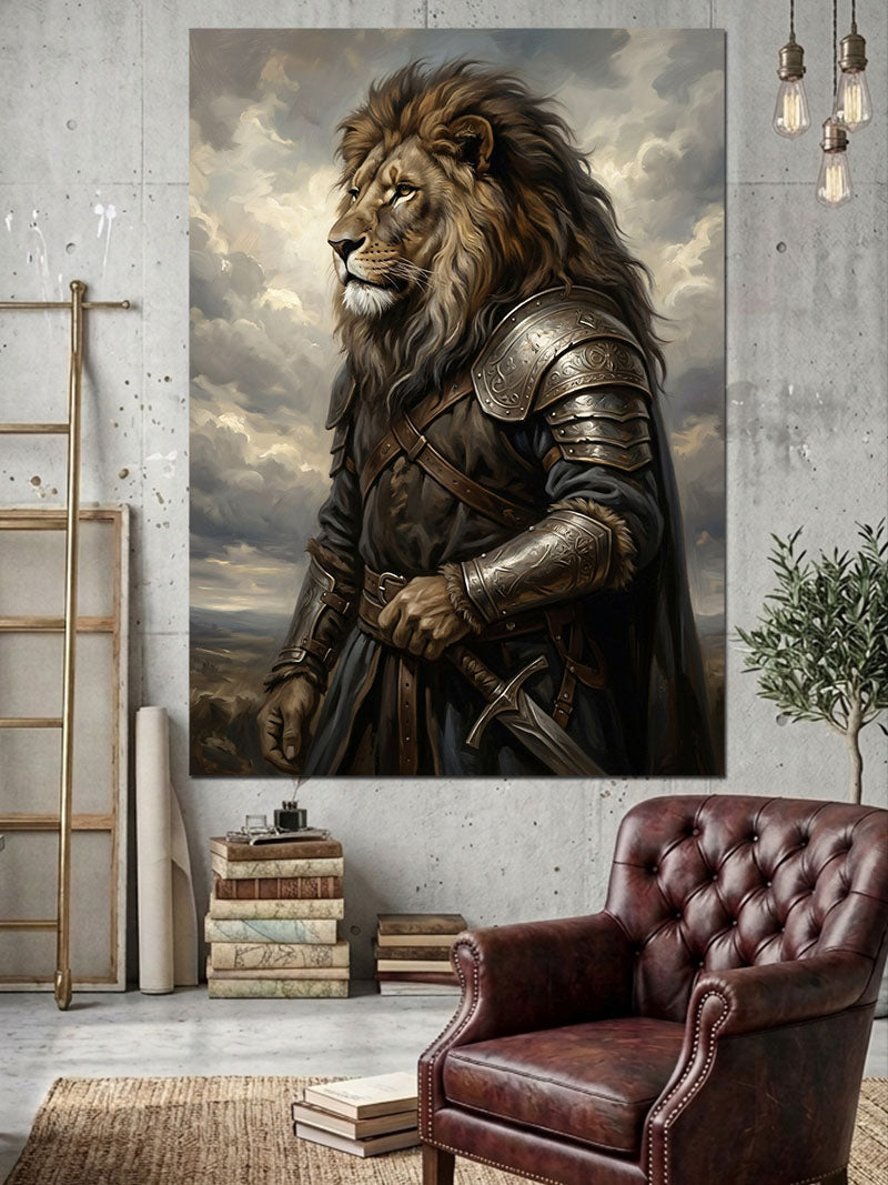 Zırhlı Aslan Savaşçı Kral Tablosu Kanvas Tablo