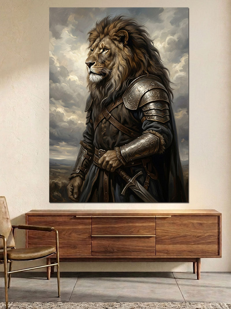Zırhlı Aslan Savaşçı Kral Tablosu Kanvas Tablo