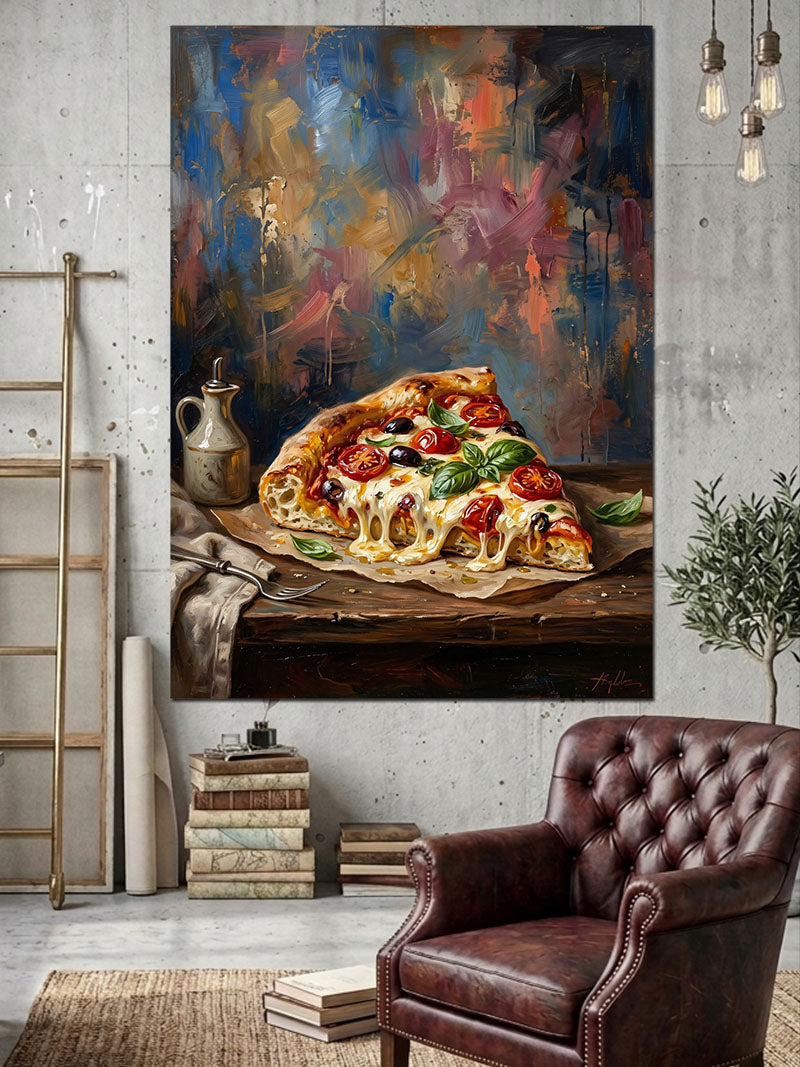 Renkli Sanatçı Pizzası Dilim Tablo Kanvas Tablo