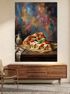 Renkli Sanatçı Pizzası Dilim Tablo Kanvas Tablo