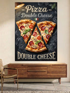 Çift Peynirli Pizza Dilimleri Afişi Kanvas Tablo