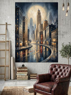 Gece Işıkları Altında New York Kanvas Tablo