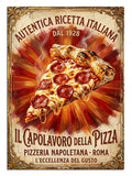 "Autentica Ricetta Italiana" yazılı nostaljik pizza ilanı.