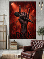 Rock İşareti Yapan İskelet Eli Kanvas Tablo