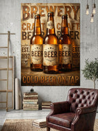 Brewery Bira Fabrikası Retro Tabelası Kanvas Tablo