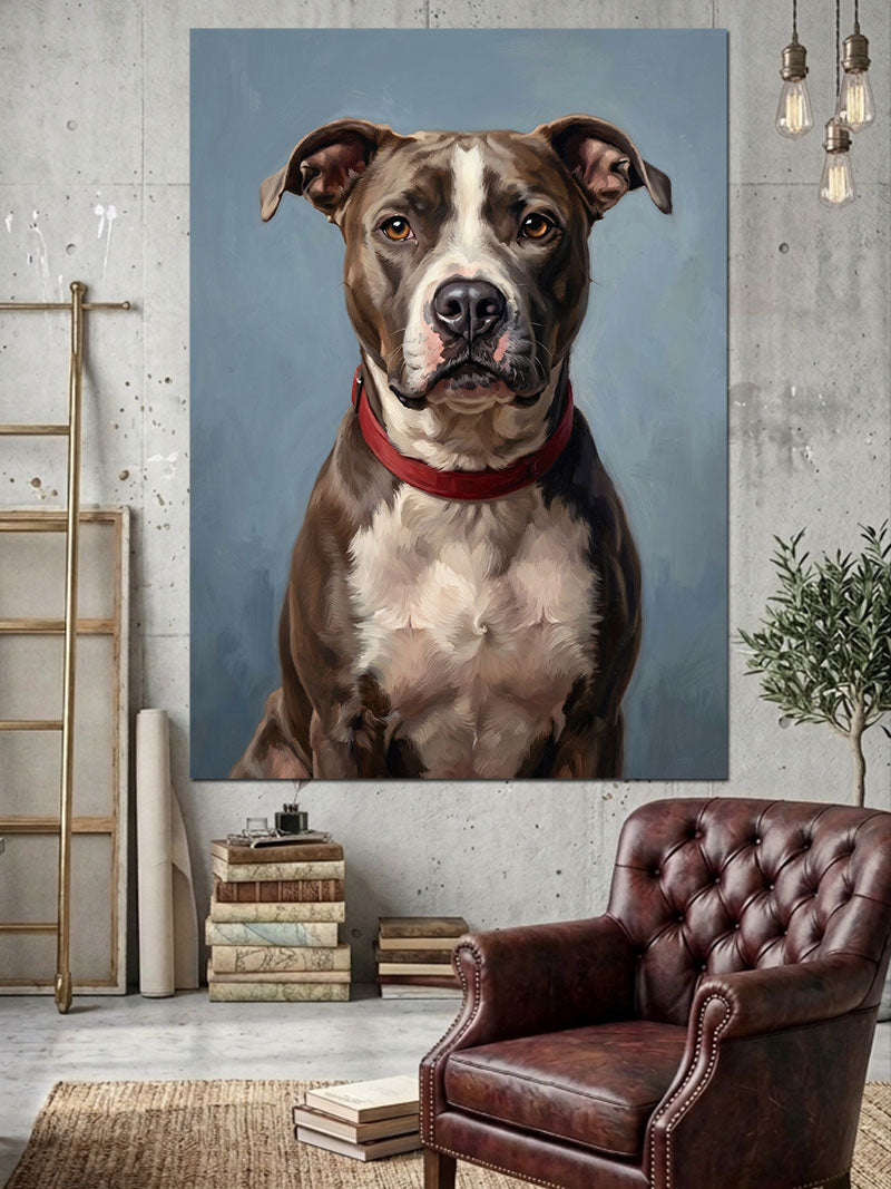 Tasmalı Ve Bakımlı Pitbull Köpeği Kanvas Tablo