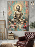 Su Kenarında Meditasyon Yapan Buda Kanvas Tablo