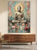 Su Kenarında Meditasyon Yapan Buda Kanvas Tablo