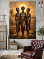 Gün Batımında Üç Afrika Kadını Kanvas Tablo