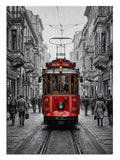 tramvay, sokak, nostalji, şehir, kırmızı