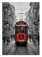 tramvay, sokak, nostalji, şehir, kırmızı