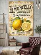 Limoncello Etiketi Ve Taze Limonlar Kanvas Tablo