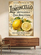 Limoncello Etiketi Ve Taze Limonlar Kanvas Tablo