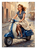 motor, scooter, kadın, şehir, tarz