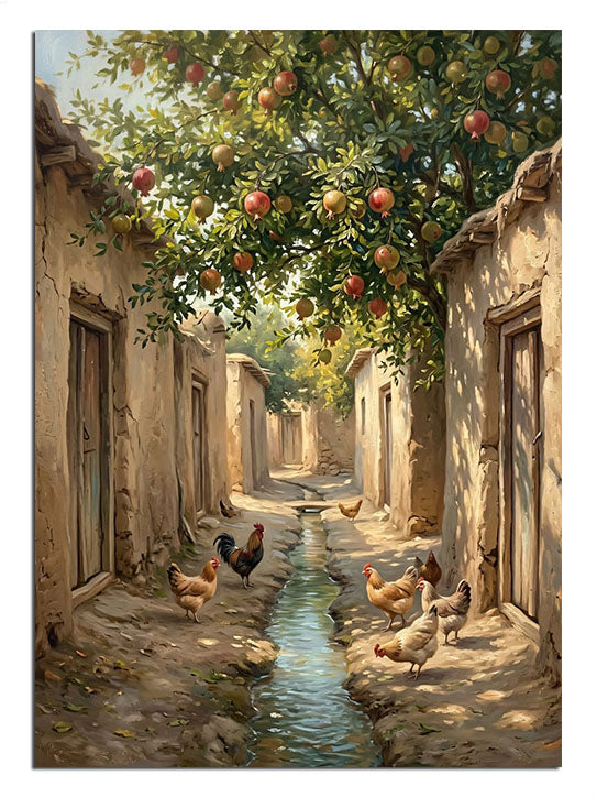 sokak, ağaç, köy, tavuk, tarih
