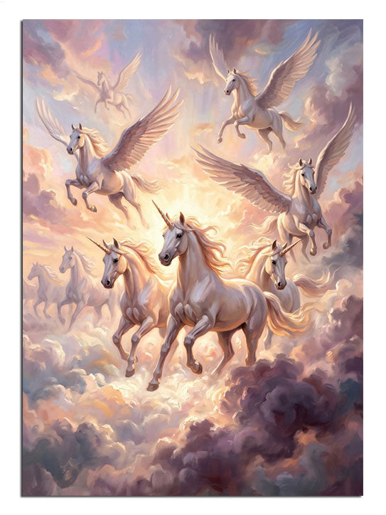 unicorn, uçuş, bulut, masal, gökyüzü