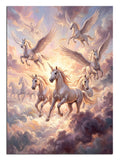 unicorn, uçuş, bulut, masal, gökyüzü