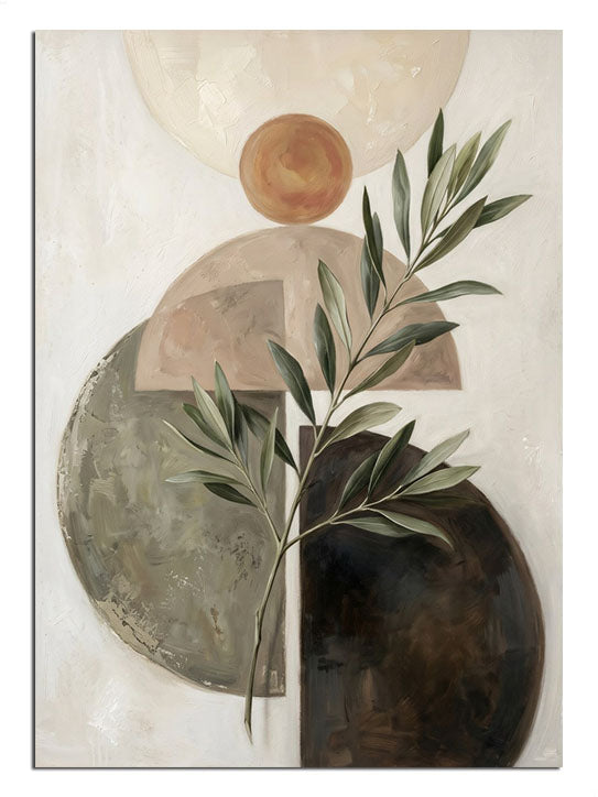 bitki, daire, minimalist, bej, soyut