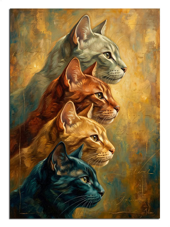 kedi, renkli, dostluk, hayvan, portre