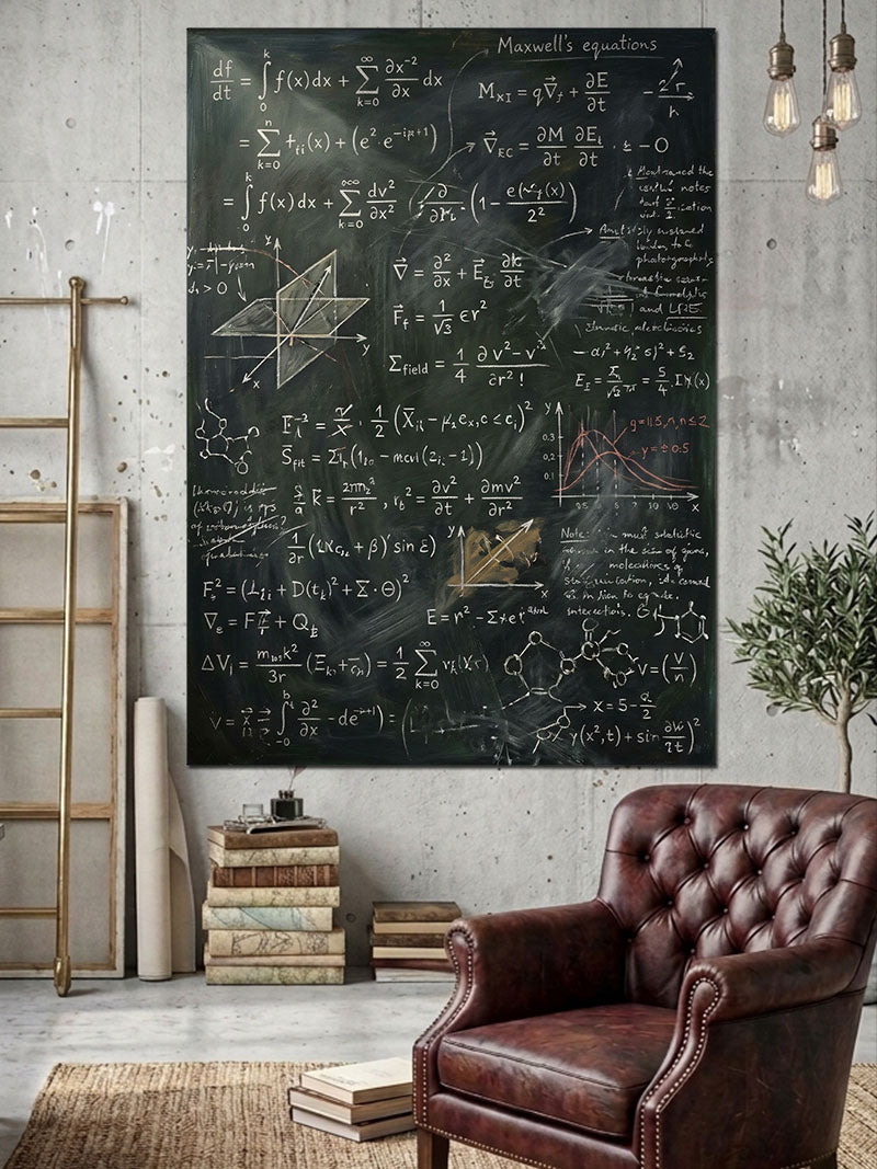 Siyah Tahta Üzerinde Matematik Formülleri Kanvas Tablo