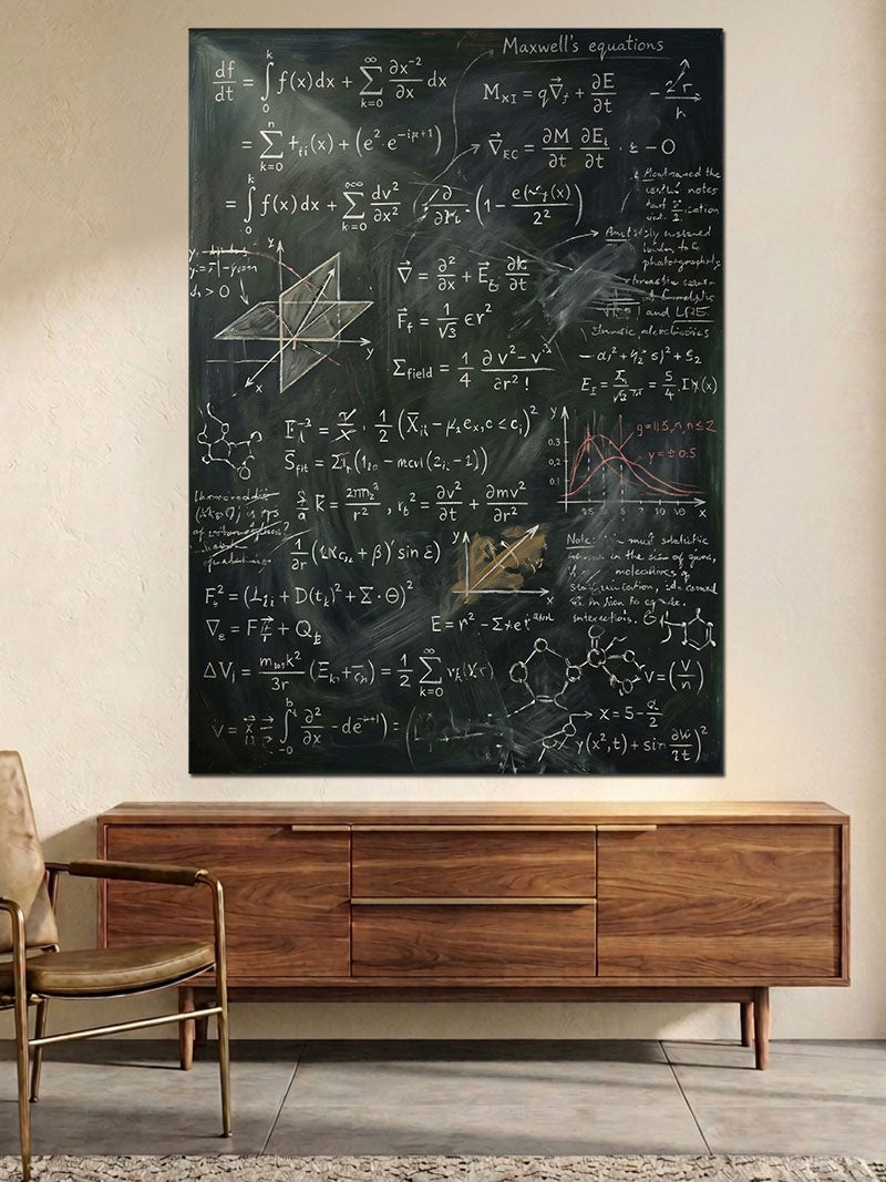 Siyah Tahta Üzerinde Matematik Formülleri Kanvas Tablo
