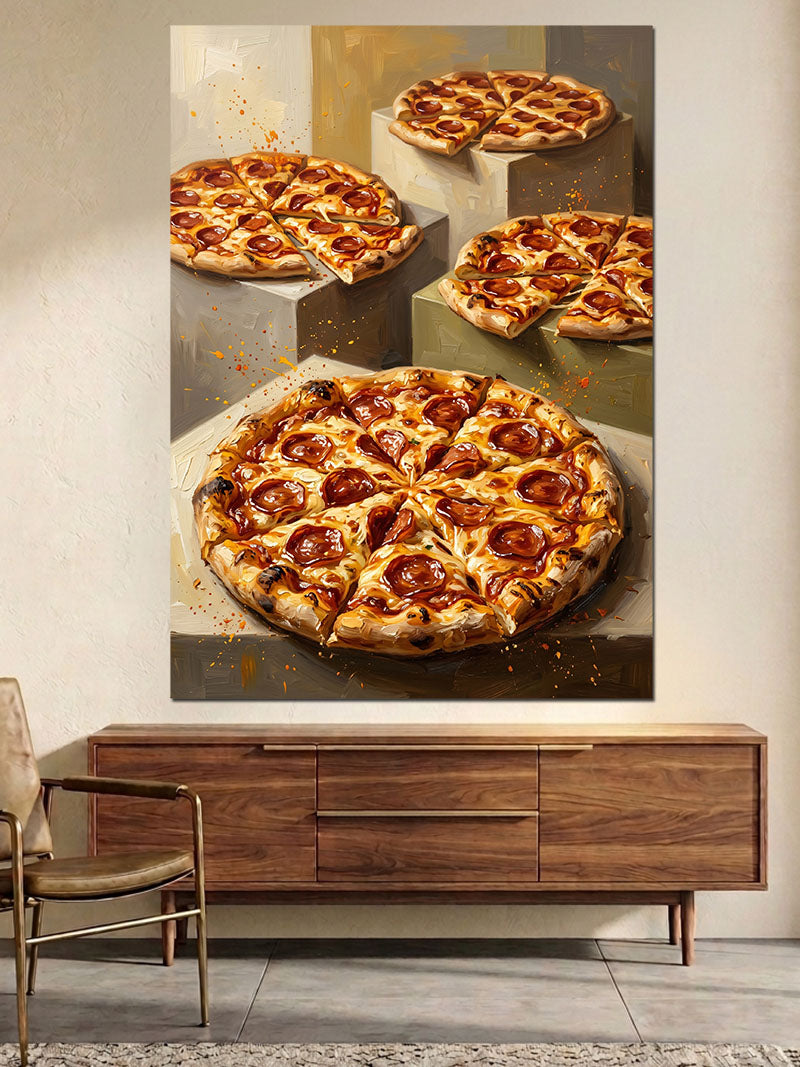 Masada İştah Açıcı Dilimlenmiş Pizzalar Kanvas Tablo