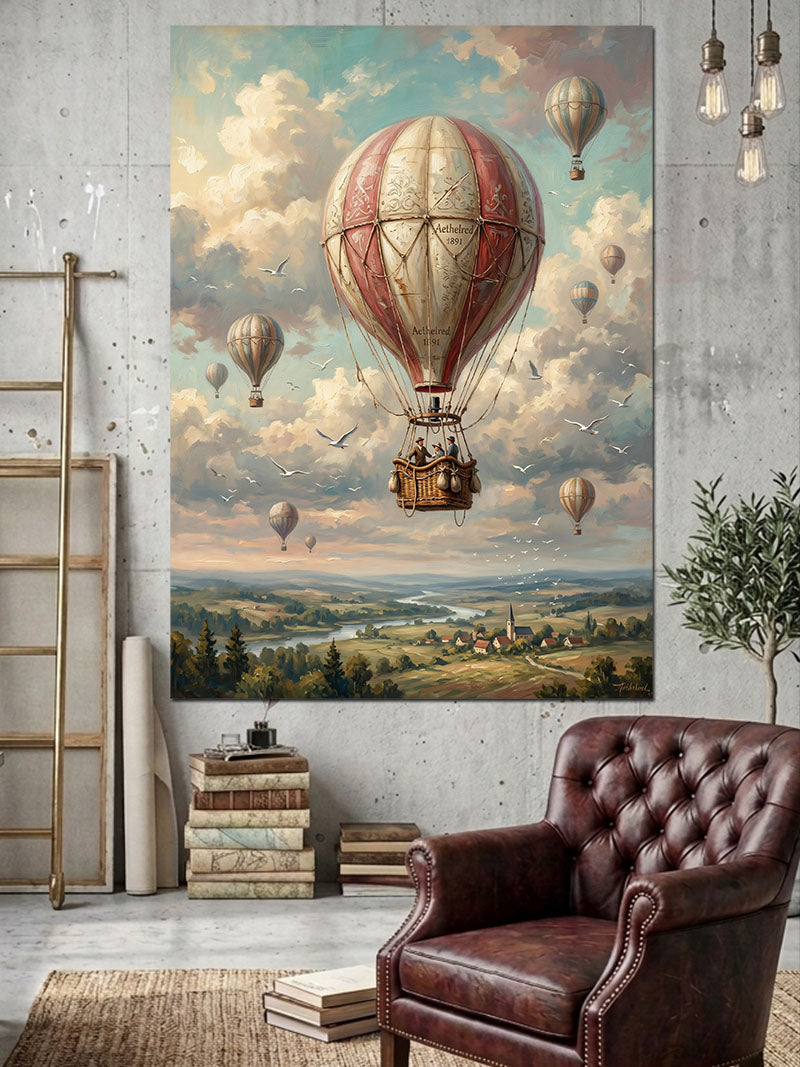 Gökyüzünde Süzülen Dev Sıcak Balon Kanvas Tablo