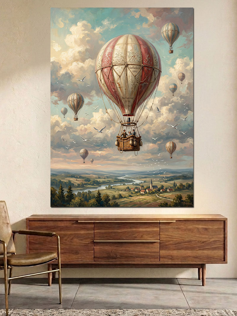 Gökyüzünde Süzülen Dev Sıcak Balon Kanvas Tablo