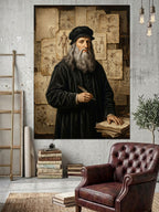 Çalışma Masasında Leonardo Da Vinci Kanvas Tablo