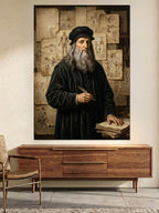 Çalışma Masasında Leonardo Da Vinci Kanvas Tablo