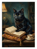 kedi, kitap, kütüphane, gözlük, tarz