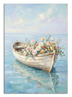 kayık, çiçek, deniz, gökyüzü, huzur