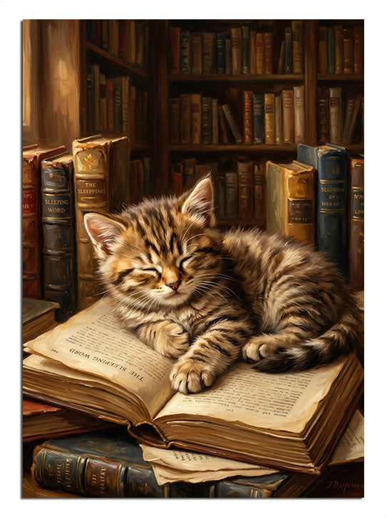 kedi, kitap, kütüphane, uyku, huzur