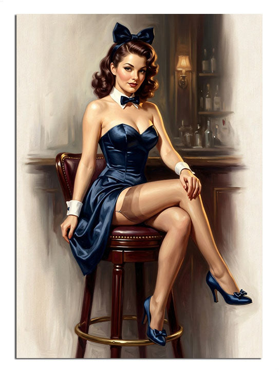 pin-up, kadın, retro, moda, mavi