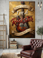 I'm A Rockstar Yazılı Gitar Kanvas Tablo