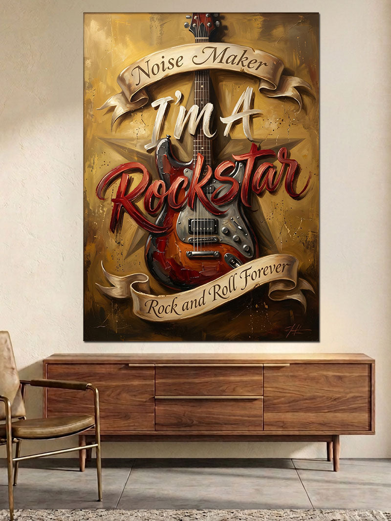 I'm A Rockstar Yazılı Gitar Kanvas Tablo
