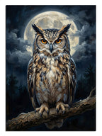 baykuş portresi, dolunay, gece doğası, bilgelik