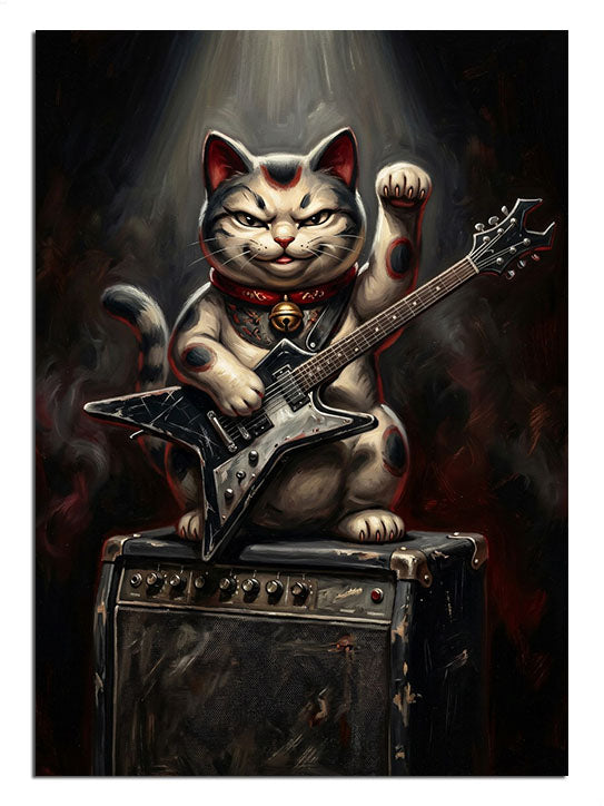maneki neko, kedi gitarist, modern japon sanatı