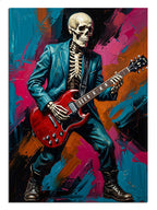 iskelet gitarist, pop art, renkli müzik, isyan