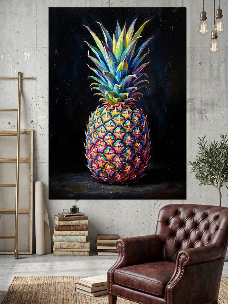 Rengarenk Modern Ananas İllüstrasyonu Kanvas Tablo