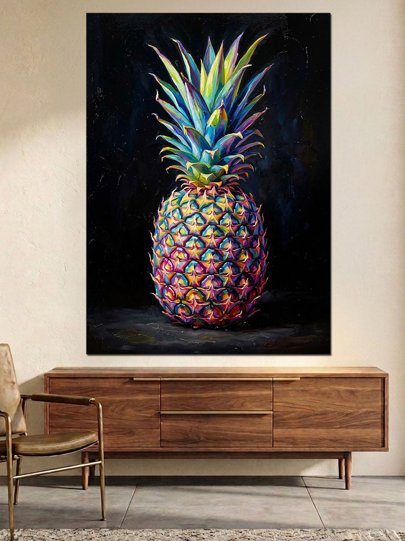 Rengarenk Modern Ananas İllüstrasyonu Kanvas Tablo